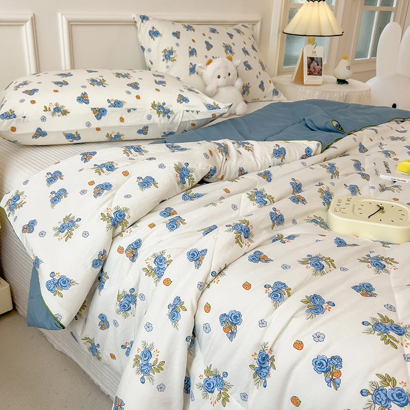 Imagem -05 - Fio de Dupla Camada Impresso Cobertor Legal ar Condicionado Quilt Sheet Summer Flower Sheet Water Wash Novo 2024