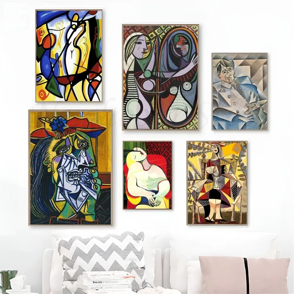 1pc Pablo Picasso na pลรณtnie abstarkcyjne obrazy plakat z nadrukiem wejลcie do sypialni domu Bar kawiarnia dekoracja artystyczny obraz