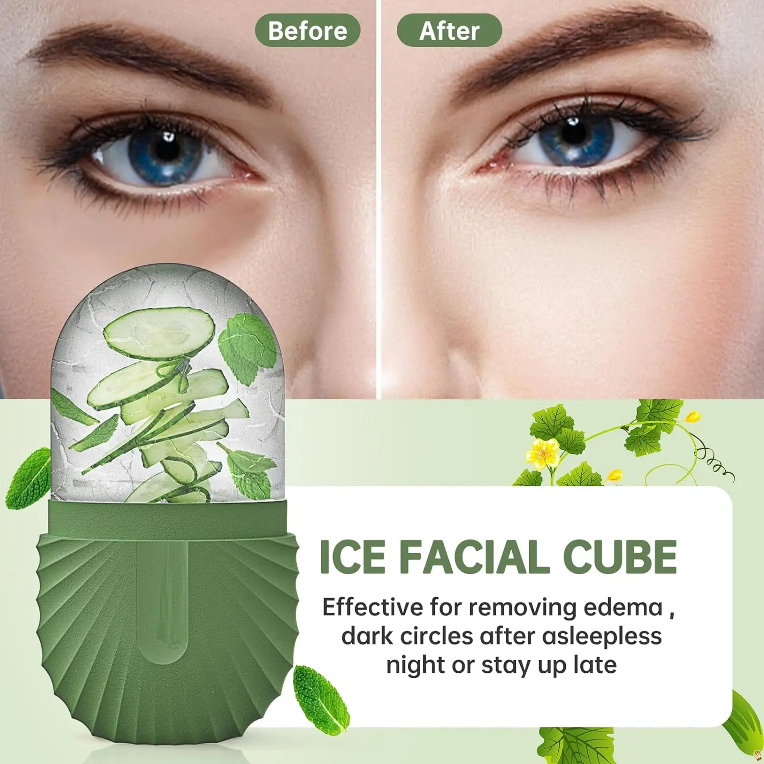 Ice Facial Roller Skin Care Beauty Lifting Contouring Tools Green Ice Cube Trays Ice Globe Balls Face Massager Skin Care Tool