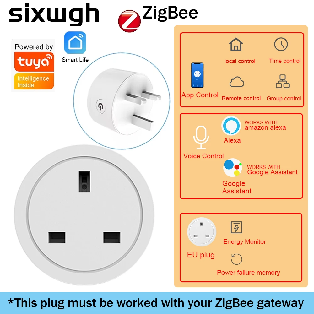 Tuya zigbee tomada inteligente wifi uk plug realiza inteligência de casa inteira por zigbee hub controle de gateway suporta google home alexa