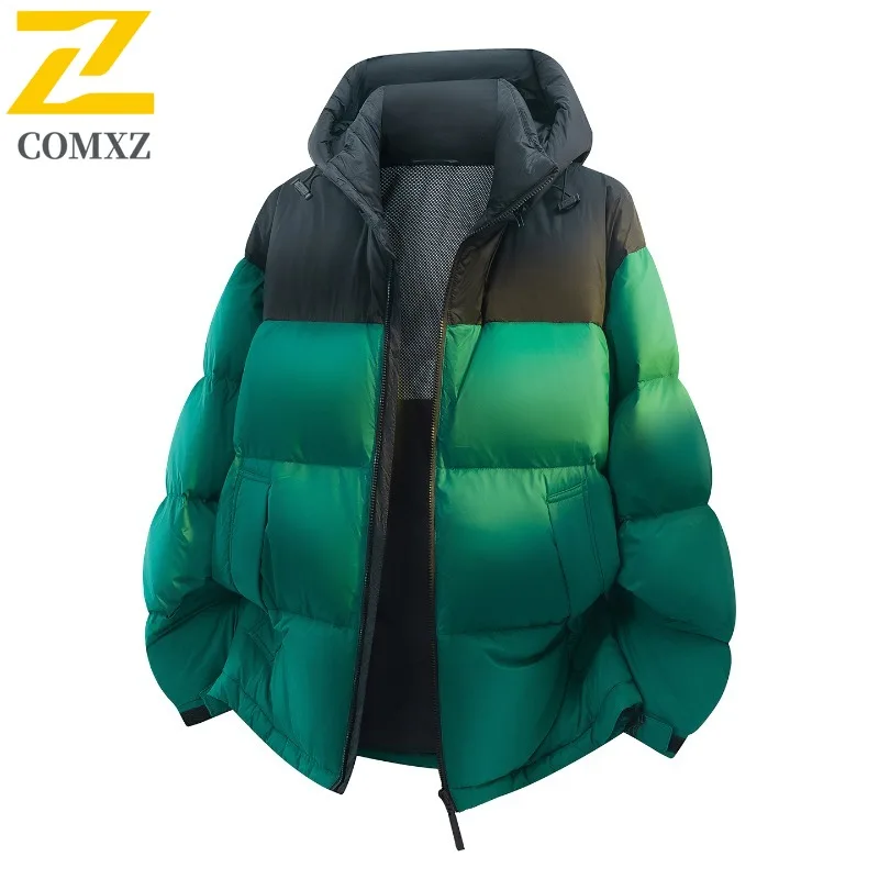 Mens Down Jacket 2025 Classic Hooded Mountaineering Windproof Parka Casual Travel Lightweight Cold Resistant Winter New Coat
