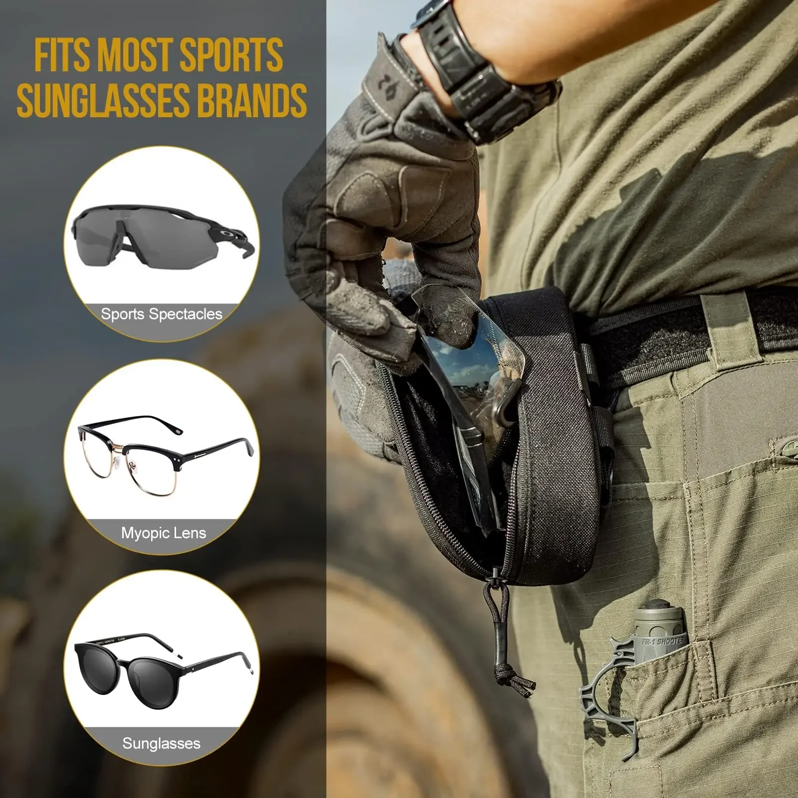 ONETIGRIS Tactical Molle Glasses Case Outdoor Hunting Portable Sunglasses Eyewear Shockproof Protective Goggles Storage Box