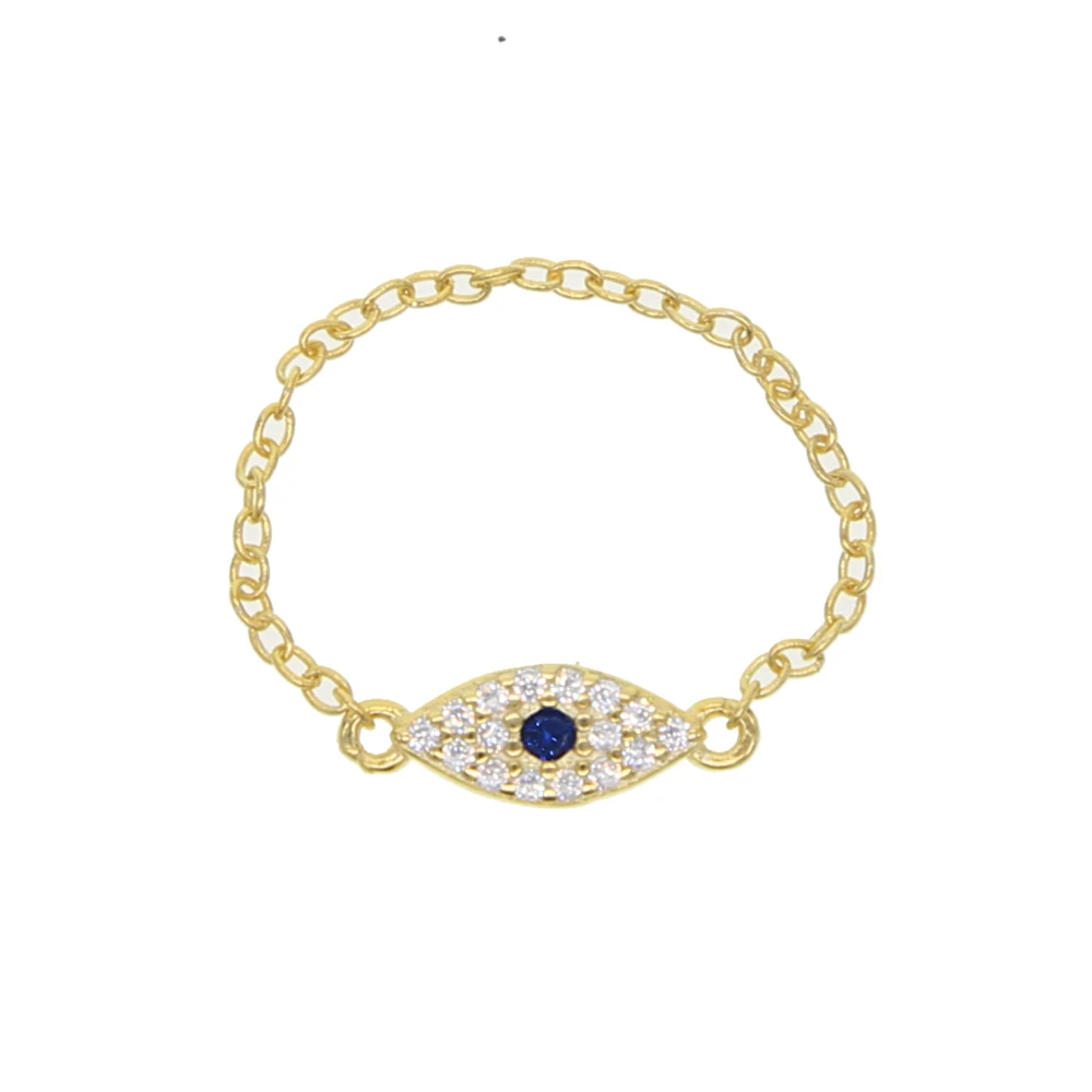 

chain ring with cz evil eye charm size 6 7 8 simple finger rings