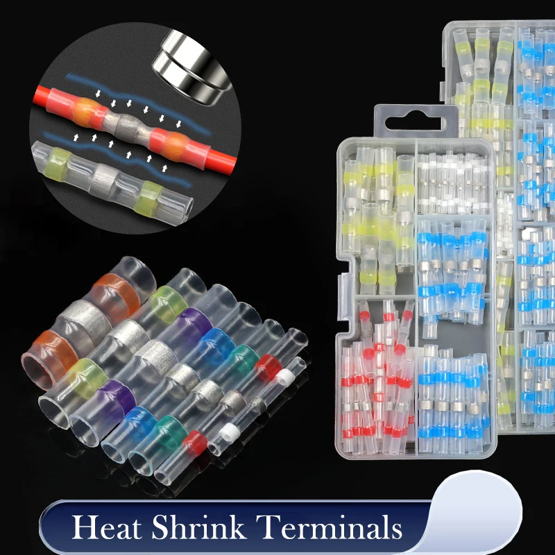 

10 ~ 500pcs Solder Seal Wire Connectors Kit Heat Shrink Butt Crimp Terminals Waterproof Electrical Cable Splice Connector