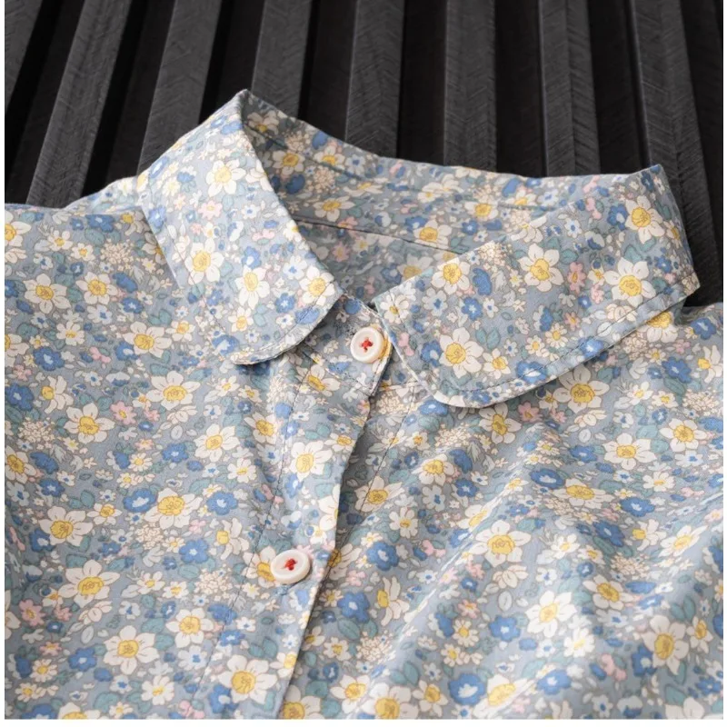 

Japanese Doll Collar Pure Cotton Long-sleeved Shirt for Women 2025 Spring New Retro Casual Shirt
