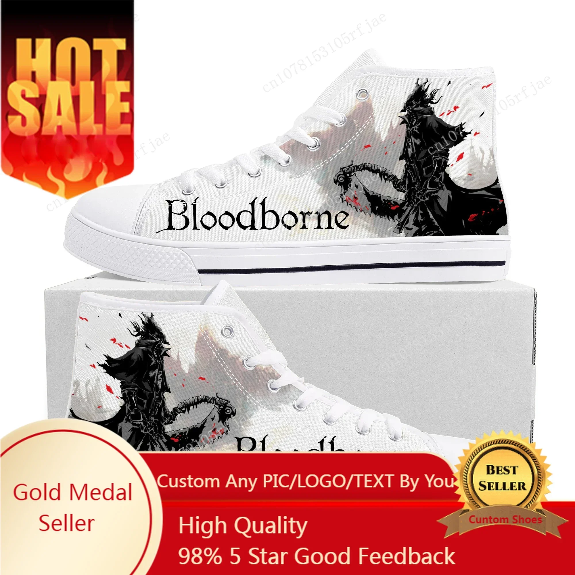 Bloodborne High Top Sneakers Hot Cartoon Game Mens Womens Teenager High Quality Fashion Canvas Shoes Casual Tailor Made Sneaker