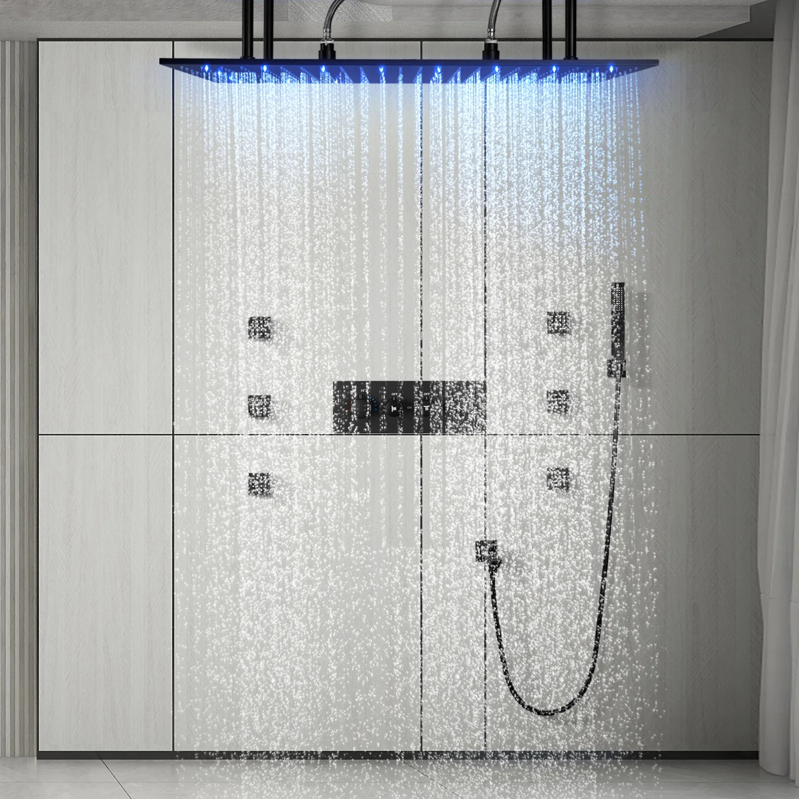 Ceiling 800 * 400mm concealed black LED ceiling type canopy constant temperature side spray