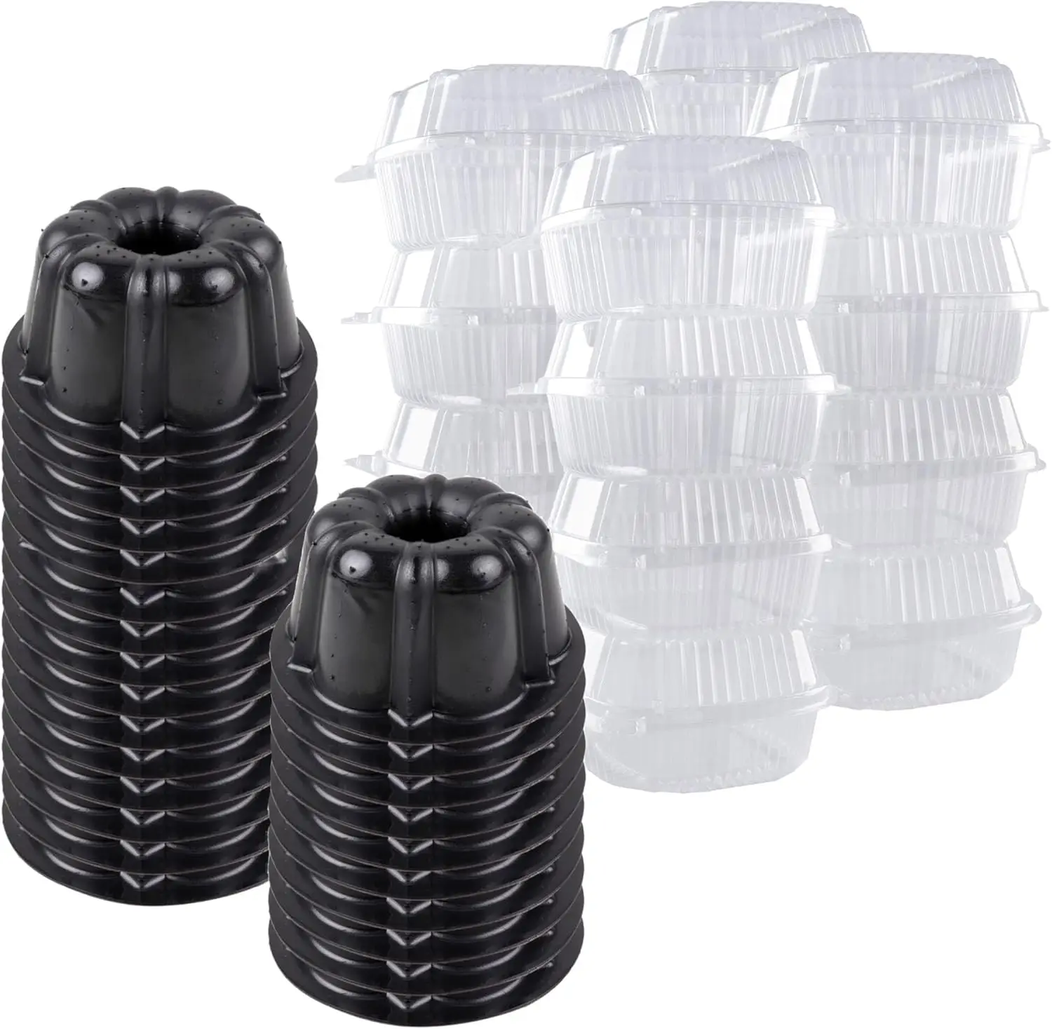 

Reusable Mini Cake Pan Set with Snap-Closure Containers, Non-Stick Silicone Baking Mold for Freezer and Oven Use