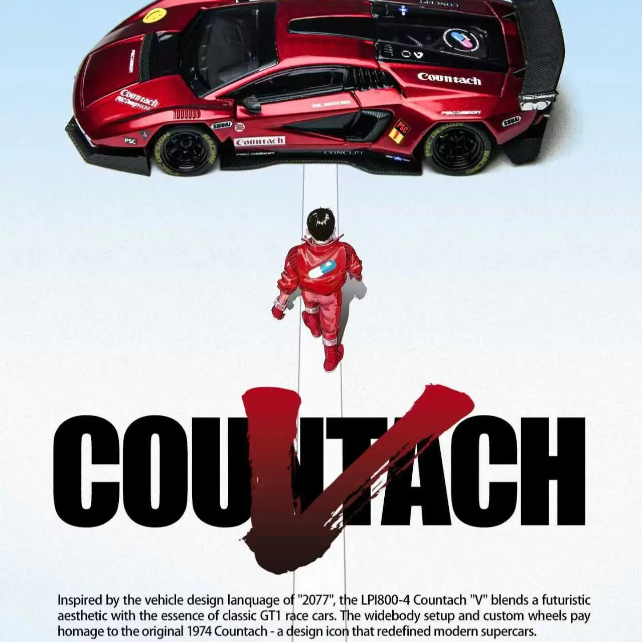 TM & PSC 1:64 카운타치 'V' 스칼렛 에뮬레이션 합금 자동차 모델