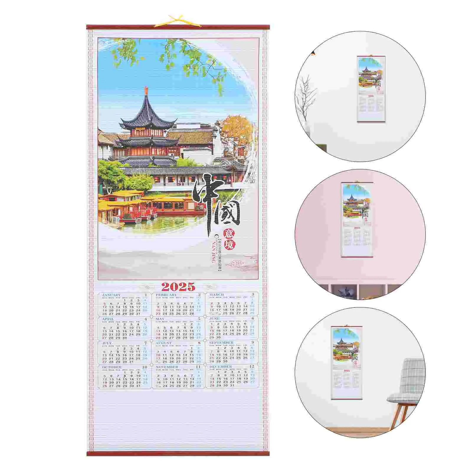 

2025 Wall Calendar Year of The Snake Hanging Scroll Monthly Household Planner Paper Office