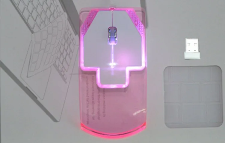 New Creative 2.4GHz Wireless Ultra-thin Transparent 1000DPI Optical Luminous Mouse for PC Desktop Laptop Notebook