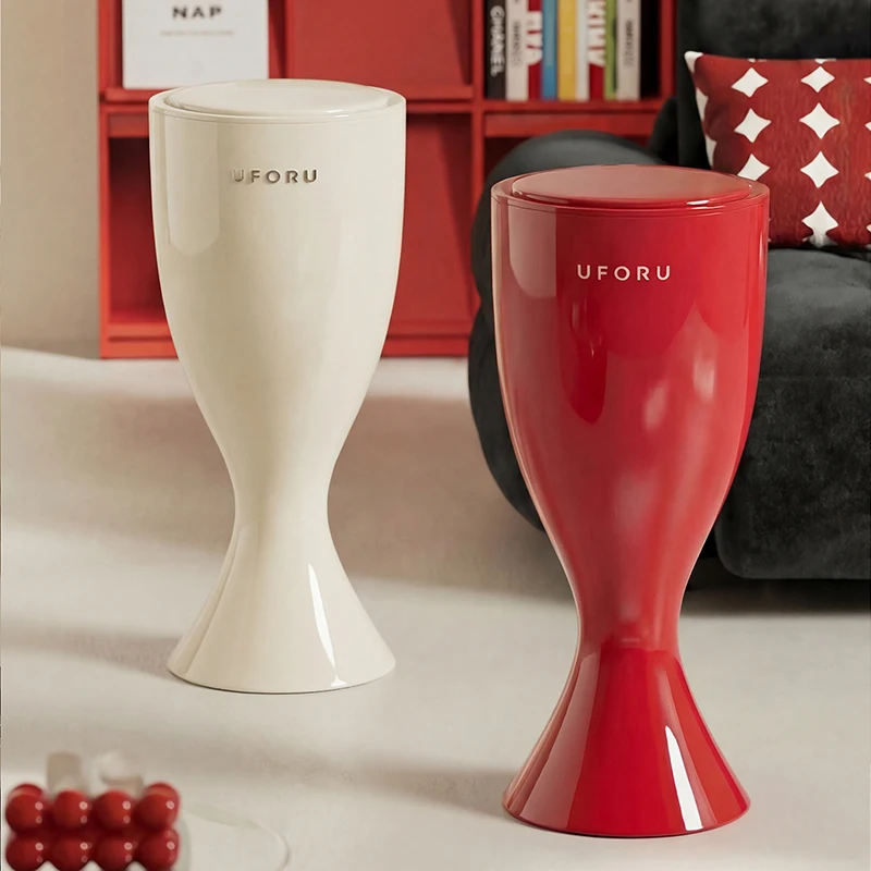 UFORU Wine Glass Shape Trash Can | Double Bucket | Easy Clean | For Kitchen Bathroom Living Room