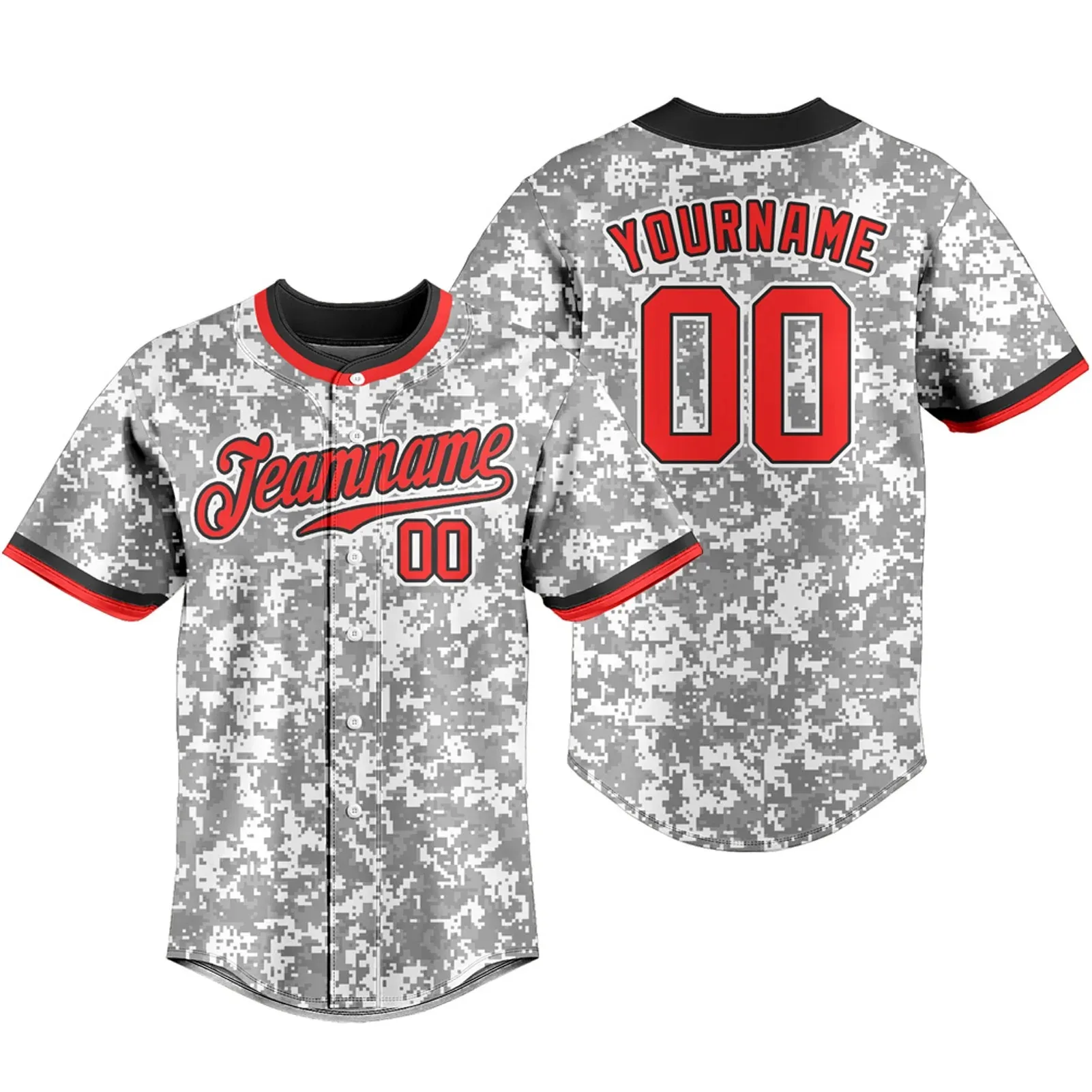 Custom Baseball Jersey Camouflage T-shirts Breathable Sportswear Team Traning Uniform Personalized Team Name Logo Number