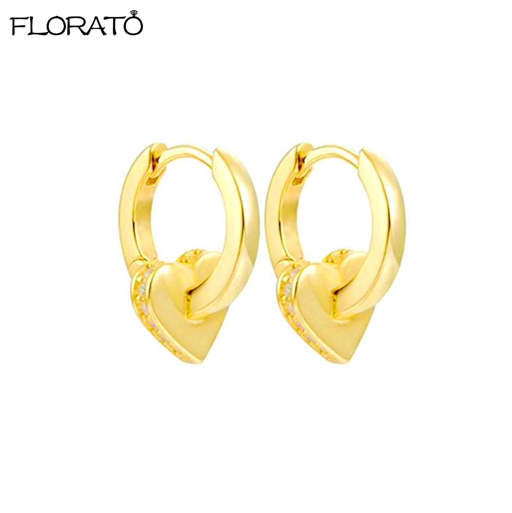 925 Sterling Silver Needle Simple Cute Sweet Heart Hoop Earrings Fashion for Women Heart-shaped Circle Piercing Earrings Jewelry