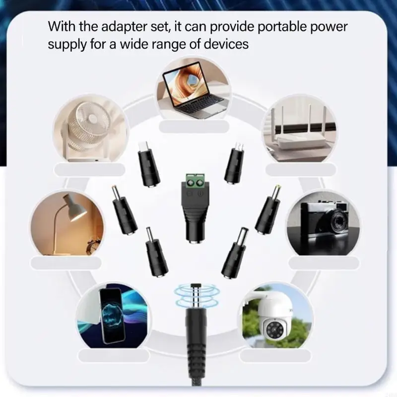 

Intelligent PD100W Charging Cable 5V To 20V Auto Voltages Switches DC5525 Plugs 24BB