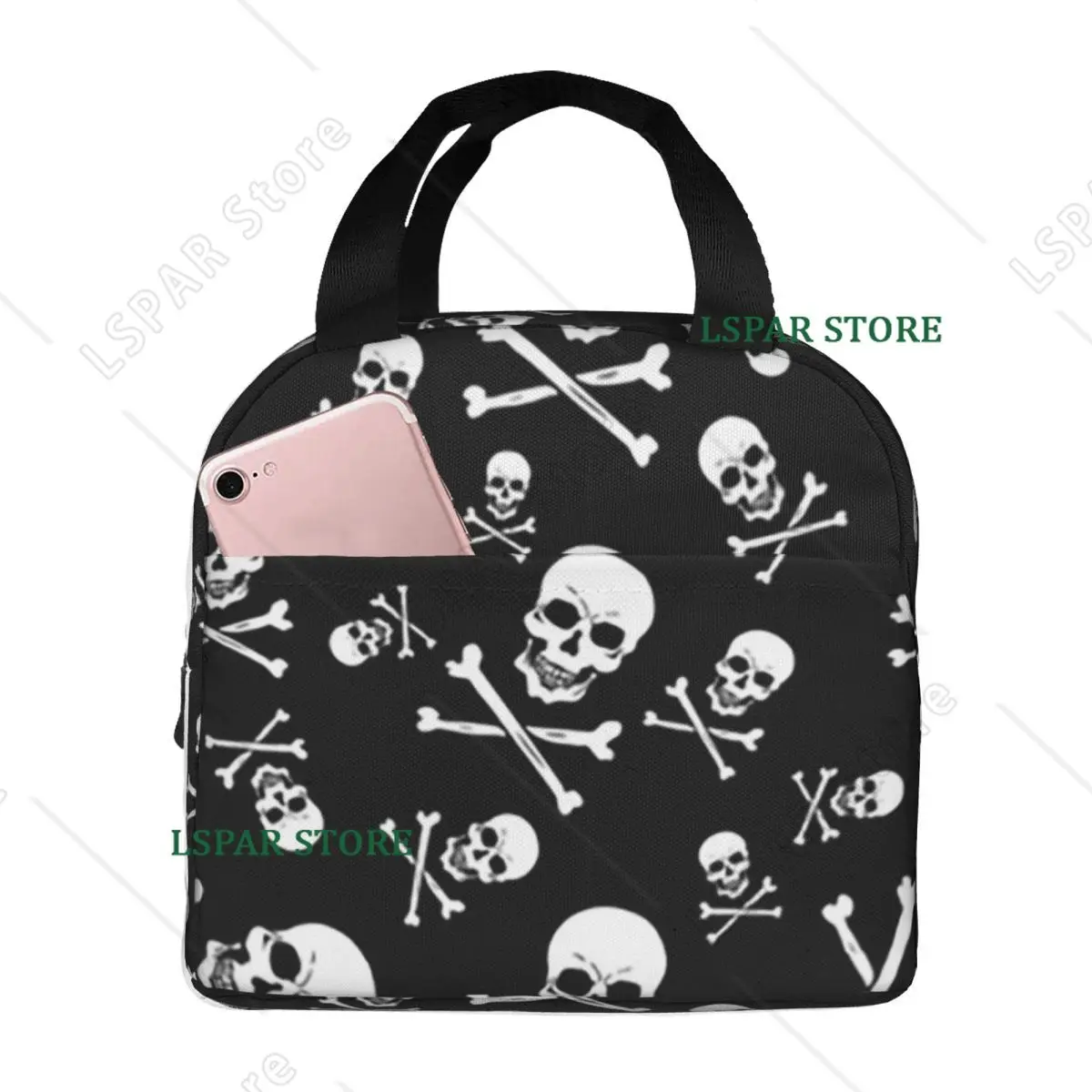 Skeleton Skull  Insulated Lunch Bag for Kid School Cooler Thermal Food Box Tote Portable Lunch Boxes Container