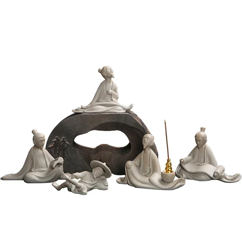 Creative Ceramic Tea Pet Figure Statue Pottery Ornaments Home Garden Decor Desktop Crafts Chinese Tea Ceremony Accessories