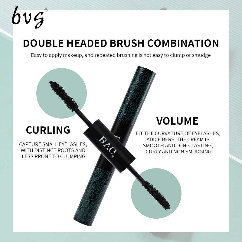 Double-ended mascara with ultra-fine brush head, full of curling, waterproof, anti-fouling, no makeup, curling eyelash makeup to