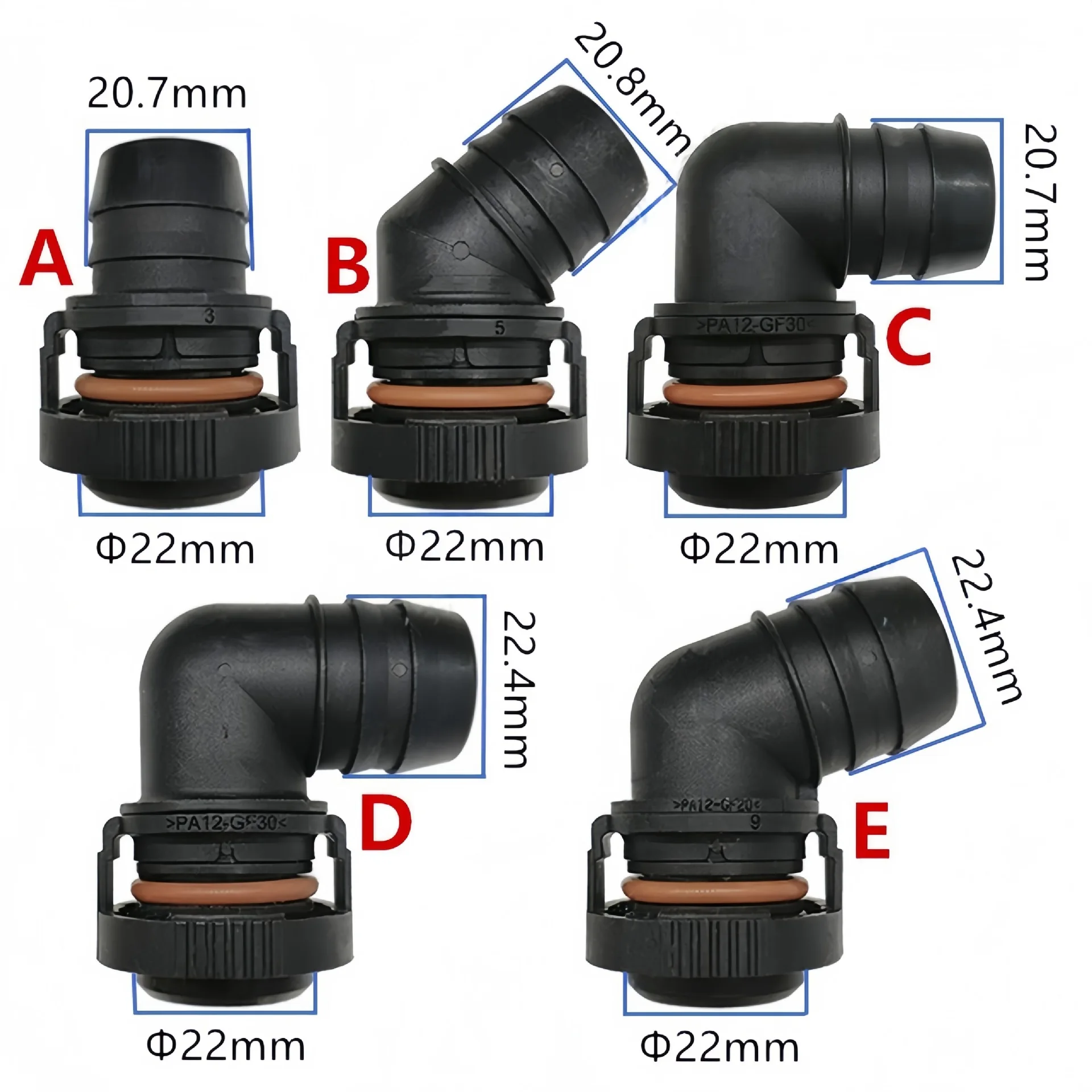 Tubo de válvula de escape de motor Original Norma EA888, conector de doble junta tórica de 22mm, adecuado para equipos originales