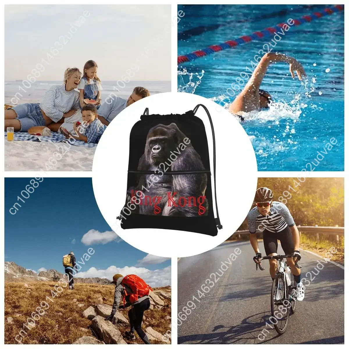 King Kong - King Kong Skull Island Backpacks Drawstring Bag Casual Drawstring Bundle Pocket Book Bags For Travel Sport Man Woman