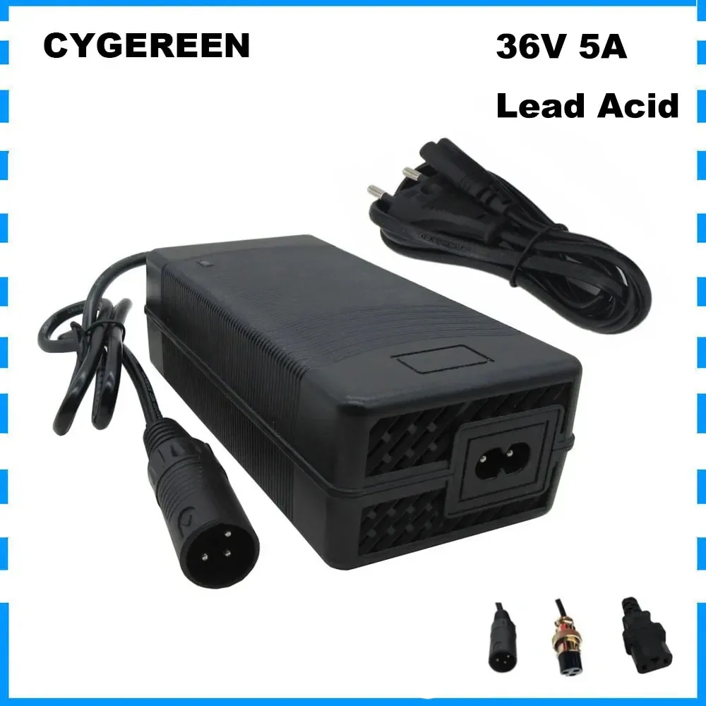 

36V 5A Electric Bike Bicycle Lead Acid Charger 36 Volt XLR 3PIN IEC For Ebike Scooter Battery Fast Charger with fan 43.2V