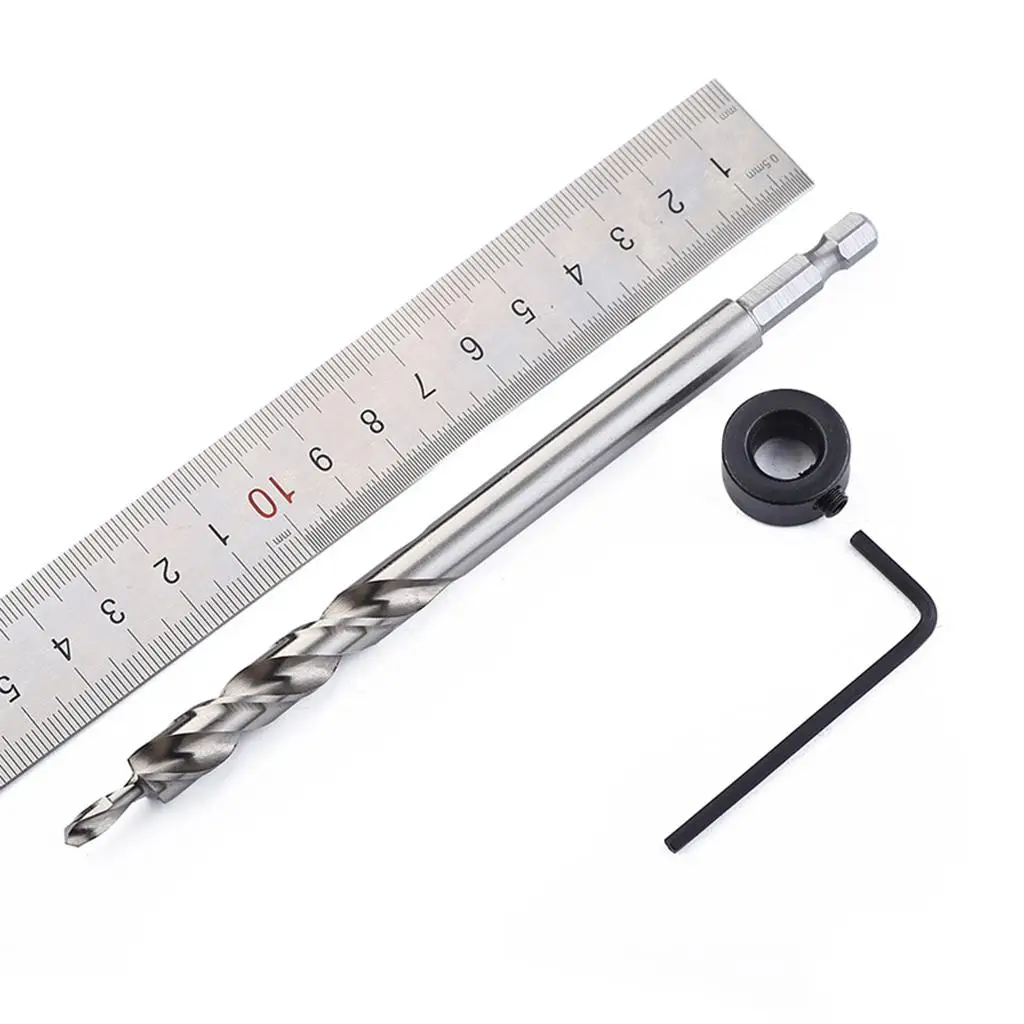Wood Drill Bit Set HSS Twist Step Oblique Hole Locator 9.5mm Hex Shank Pocket Hole Jig Guide Tool for Carpentry