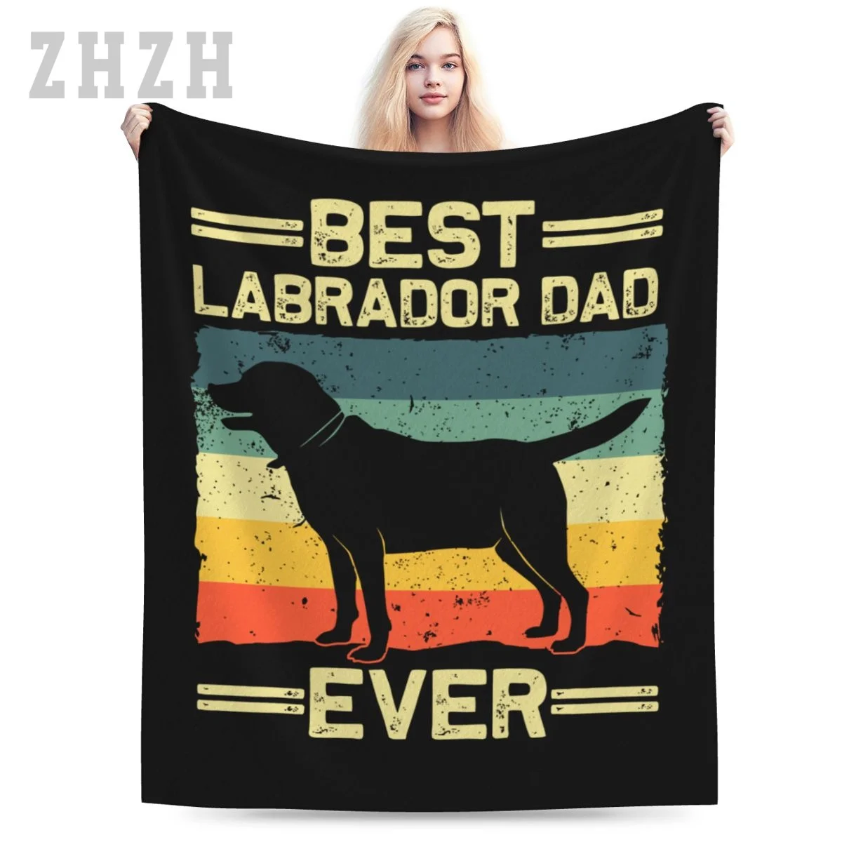 Blanket Labrador For Men Dad Black Lab Yellow Labrador Retriever Flannel Multifunction Camping Sofa Cover Keep Warm