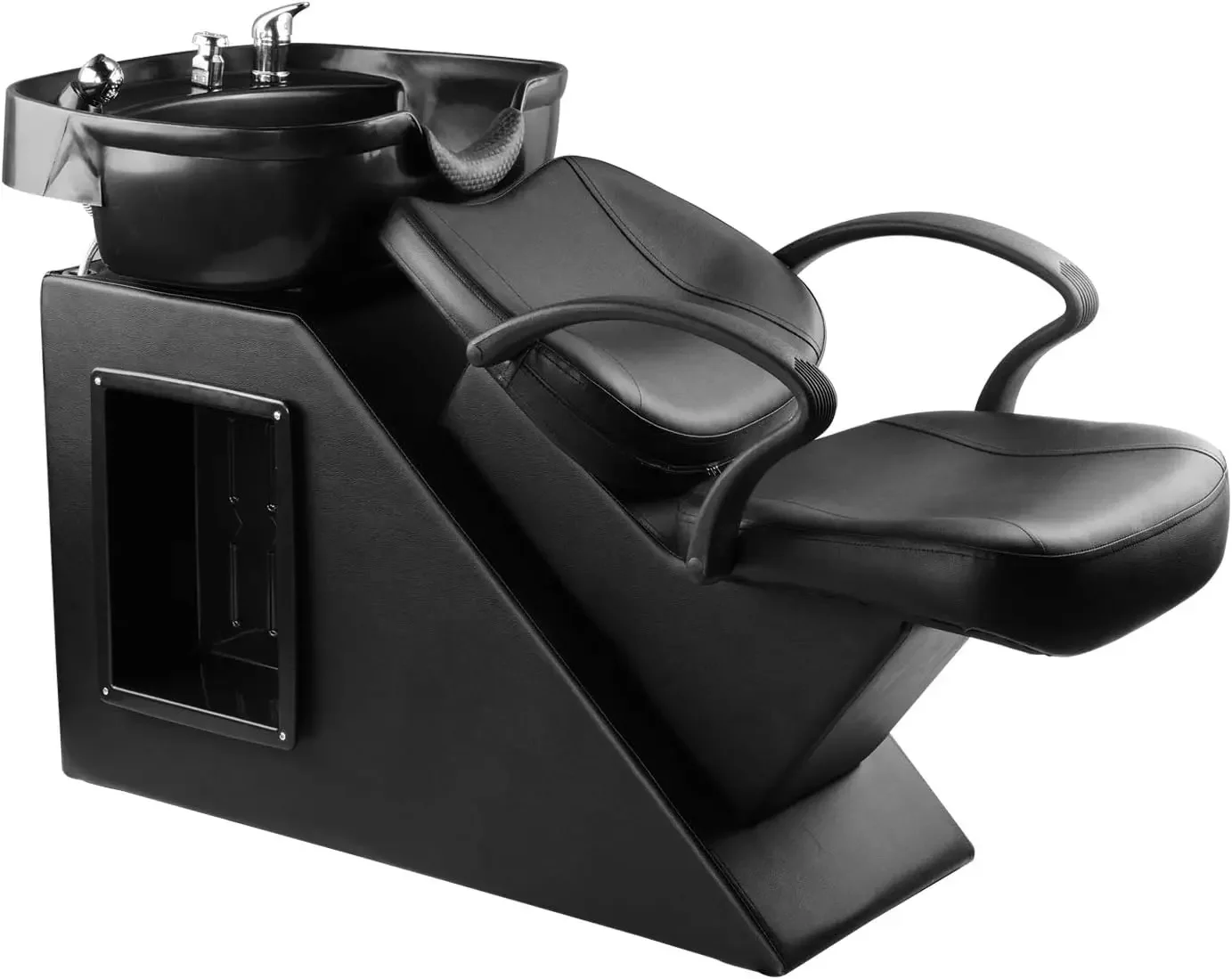 Poltrona per shampoo da barbiere con controlavaggio, sedia per lavabo in plastica ABS per shampoo per salone di bellezza spa (nero)