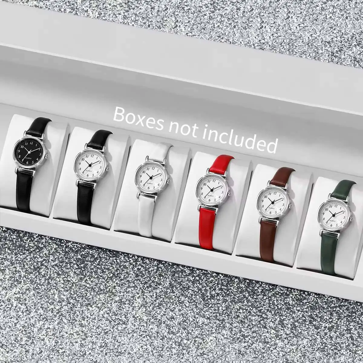 6 قطعة/المجموعة أزياء صغيرة الهاتفي النساء الساعات عارضة حزام من الجلد كوارتز ساعة Reloj Mujer الفتيات ساعة هدية (بدون صندوق)