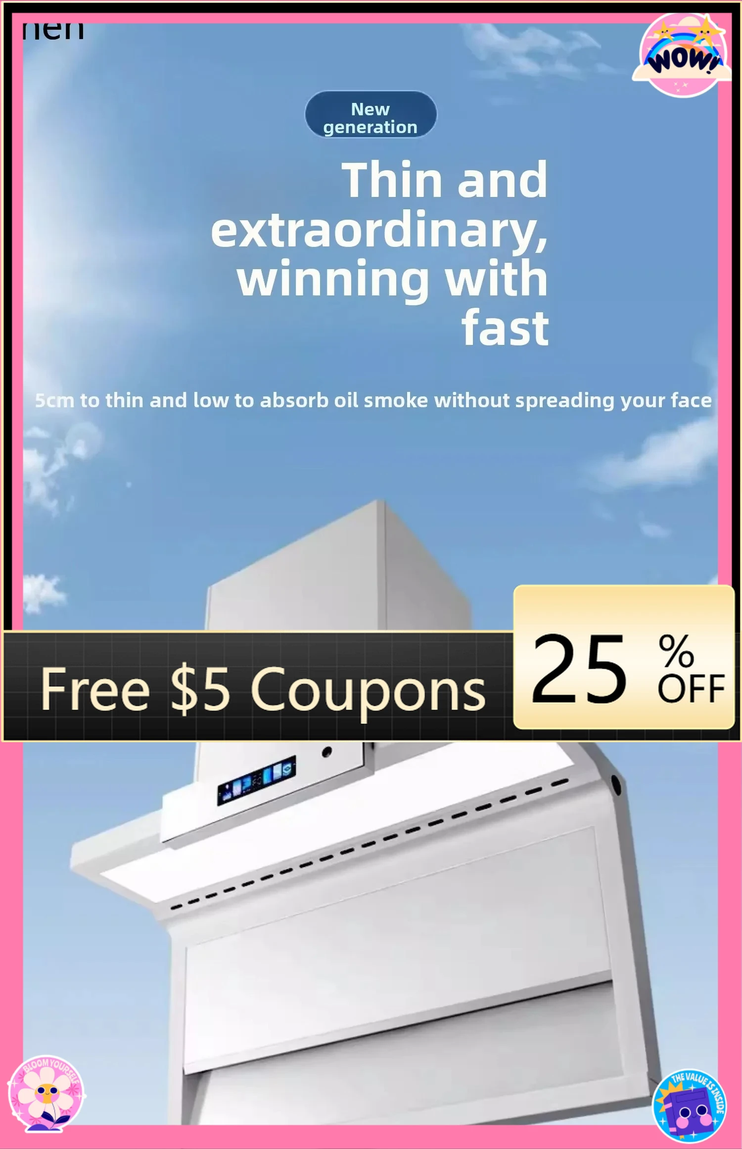 

BB white range hood small size household 700 frequency conversion top side double suction gas set