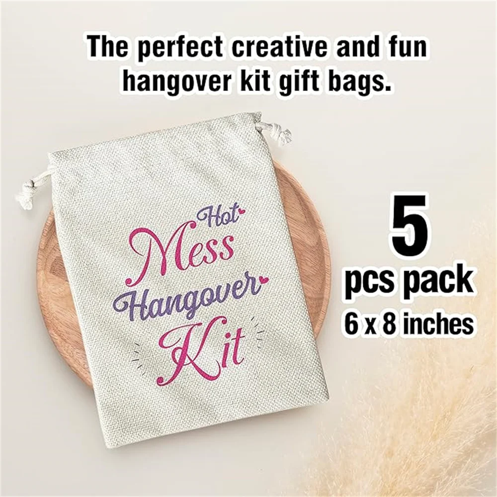 Hangover Kit Bags, Hot Mess With Drawstring Gift Bag, for Bridal Shower, Wedding, Travel, Bachelorette Party Survival Recovery K