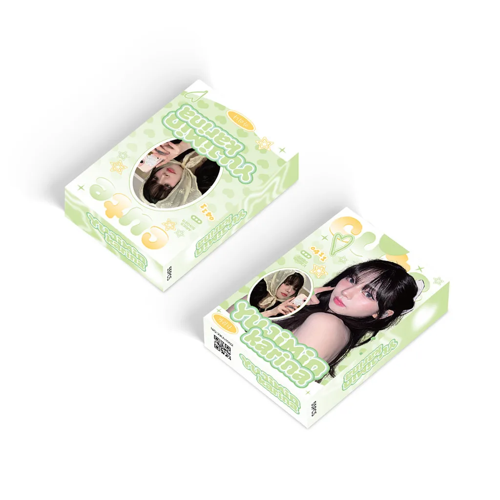 مجموعة ملصقات K-pop DIY (55 ورقة) - بطاقات KARINA Glow-in-the-Dark LOMO لحافظات iPhone/مجلات Bullet (متجر Anime Worlds)