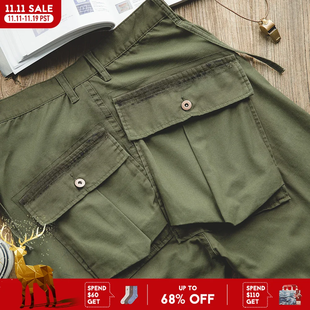 

Maden Vintage Tactical Cargo Pants Green Multi-pocket Breathable Trousers Training Sporty Trousers for Men's Spring and Autumn