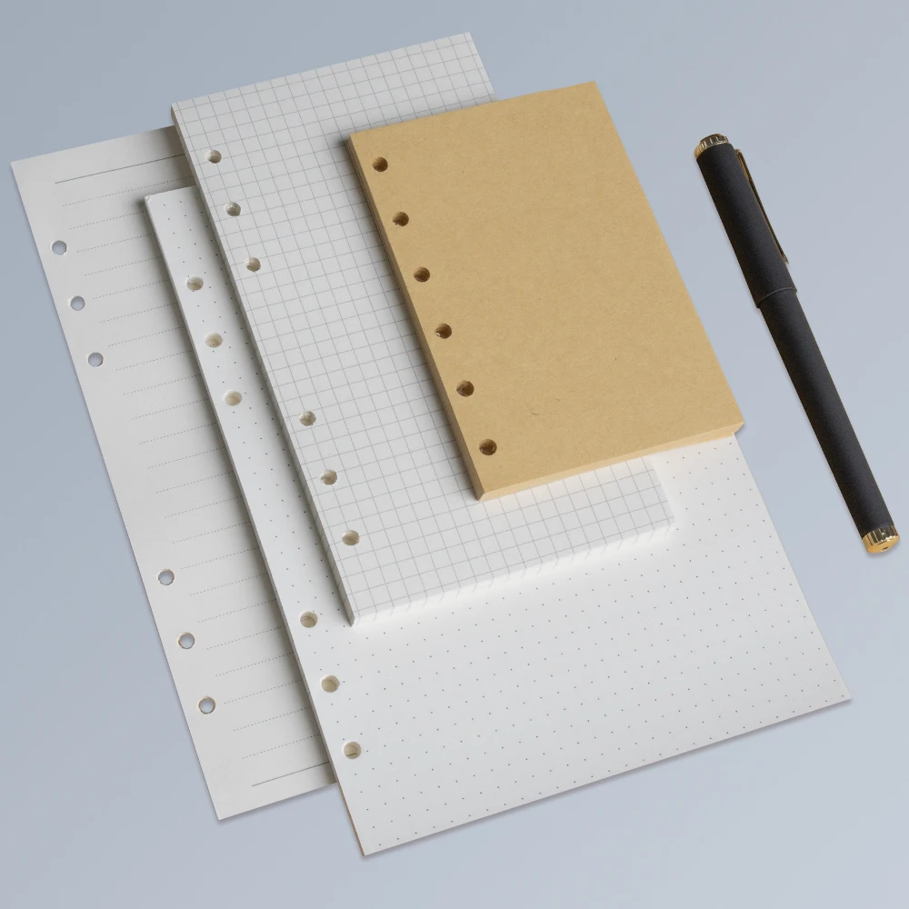 1 Pack A5/A6/A7 Refill Paper, 6 Holes Loose Leaf Paper, 6 Ring Notebook Planner Diary Personal Organiser, 100 Sheets, 100 grams