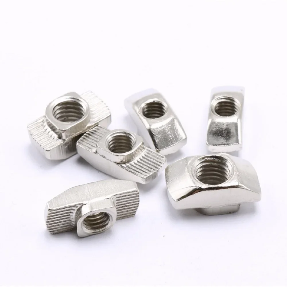 Piezas de impresora 3D CNC 100-10 piezas, M3/4/5/6 T, cabeza de martillo, tuerca de sujeción, conector niquelado para perfil de aluminio 2020 3030 4040