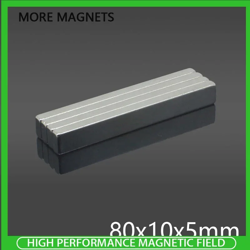 2~15PCS 80x10x5mm Super Strip N35 Big sheet Magnets 80mm x 10mm x 5mm Neodymium Magnet Permanent NdFeB Strong Magnets