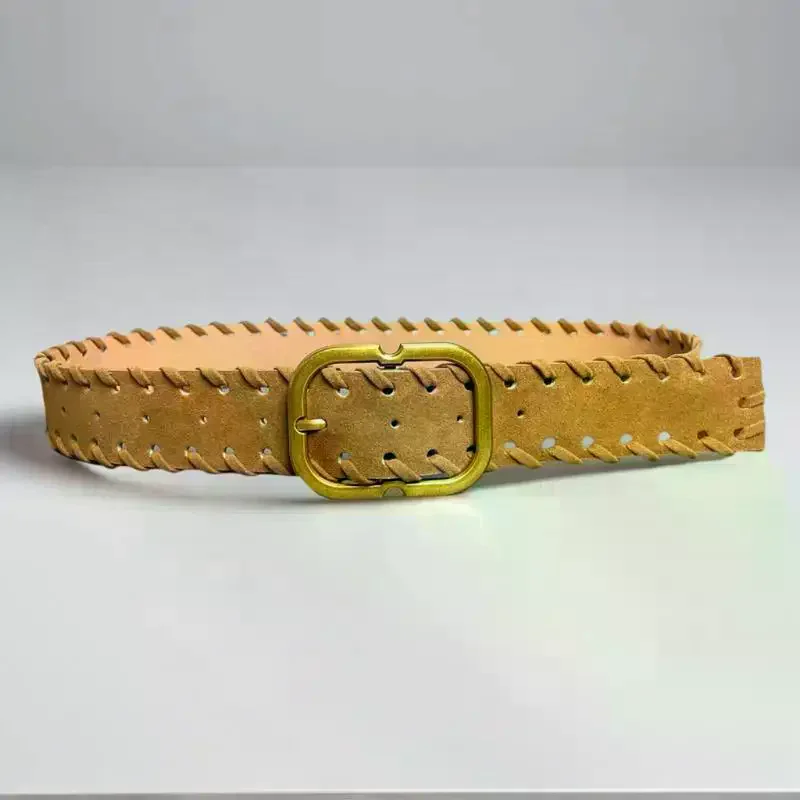 

Maillard Styles Ретро модный замшевый ремень с металлической пряжкой поясной ремень Ins универсальный декоративный ремень