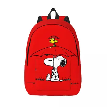 S-스누피 강아지 우산 캔버스 백팩, 방수 학교 대학 가방, 인쇄 책가방, 남녀공용