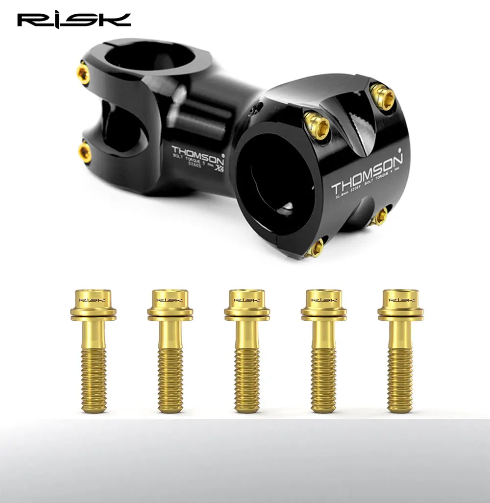 RISIKO 6PCS M5x16mm/M5x18mm Fahrrad Vorbau Schrauben Bolzen Titan Legierung MTB Lenkschaft Lenker Ultraleicht Vorbau Befestigungs Schrauben – Detail 12