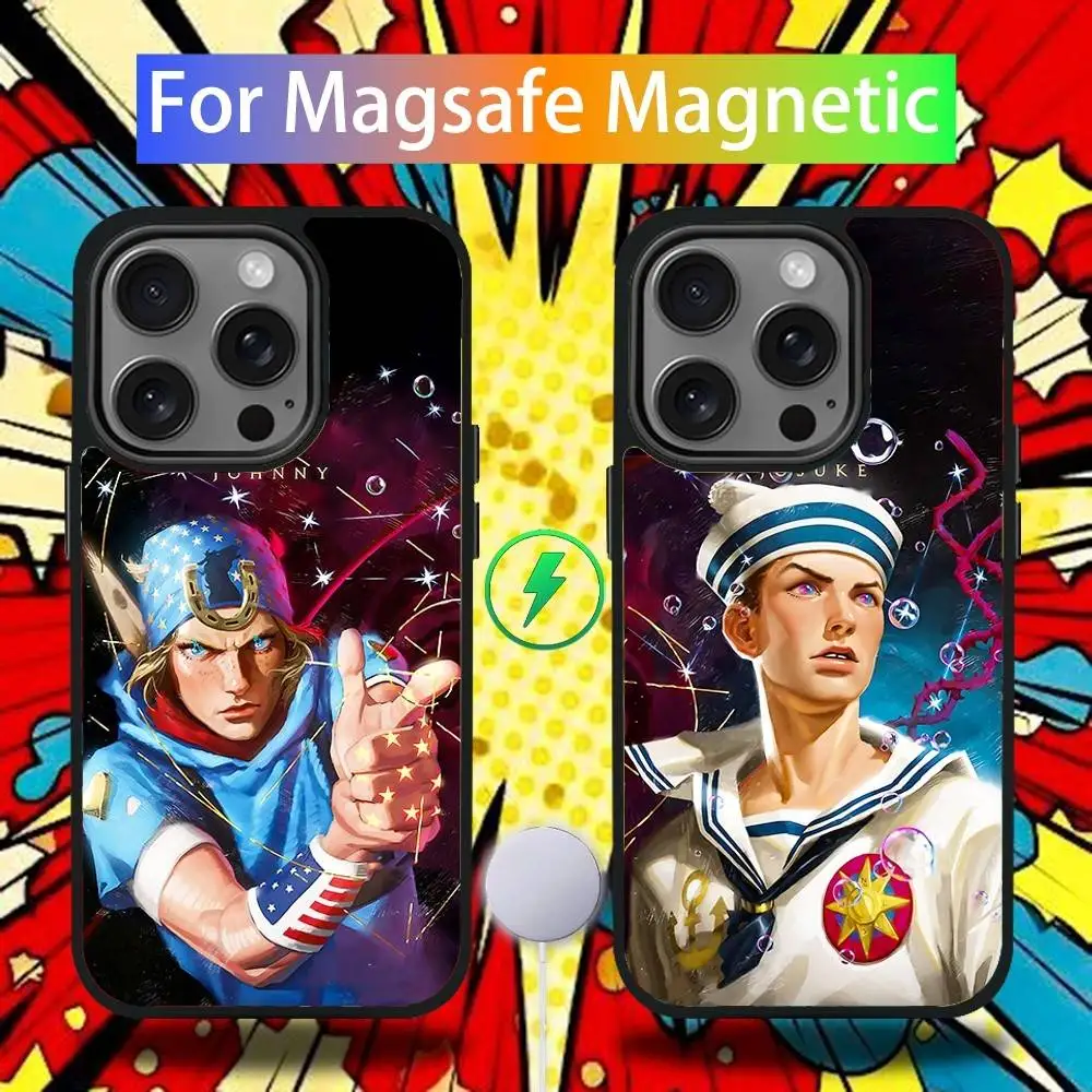 

J-JoJo s B-Bizarre Johnny Joestar Case For iPhone 16,15,14,13,12,11,Pro,Max,Plus,Mini,SE4,E Magnetic Magsafe Wireless Charging