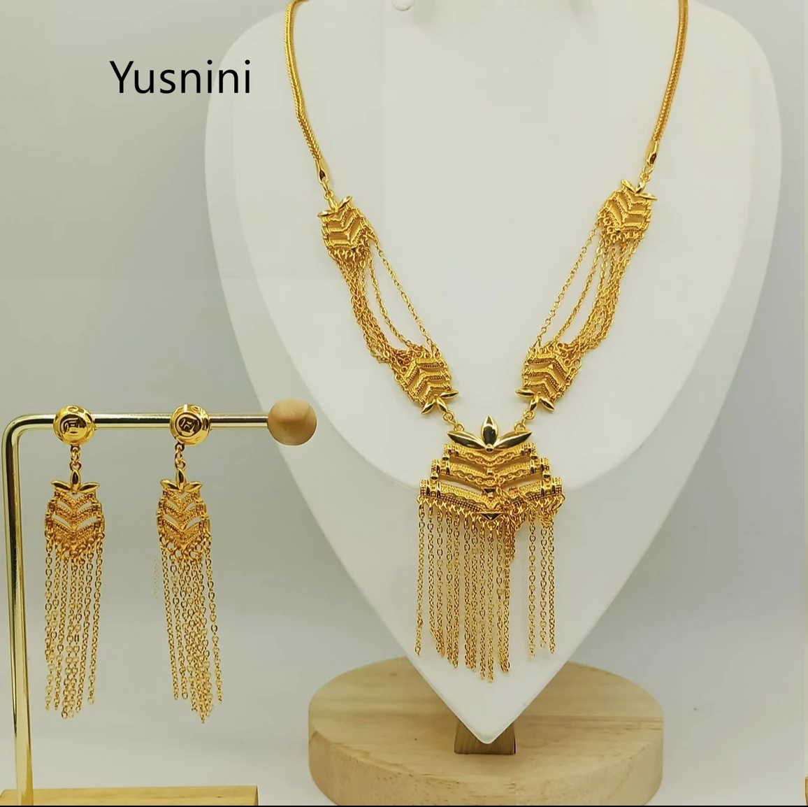 New Dubai Fashion High-end 24K Gold Plated Necklace Earrings Exquisite Party Engagement Jewelry Set for Lover  7777