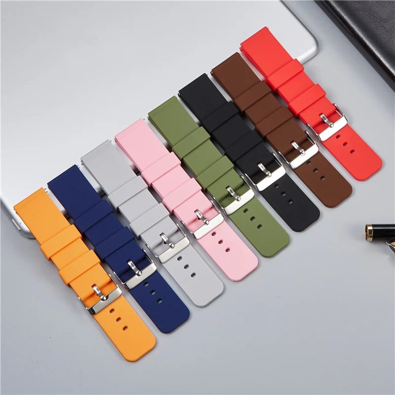 12 مللي متر 14 مللي متر 16 مللي متر 18 مللي متر 20 مللي متر 22 مللي متر سيليكون الفرقة حزام الإفراج السريع حزام الساعات سوار لسامسونج النشطة 2 Huami هواوي ساعة ذكية