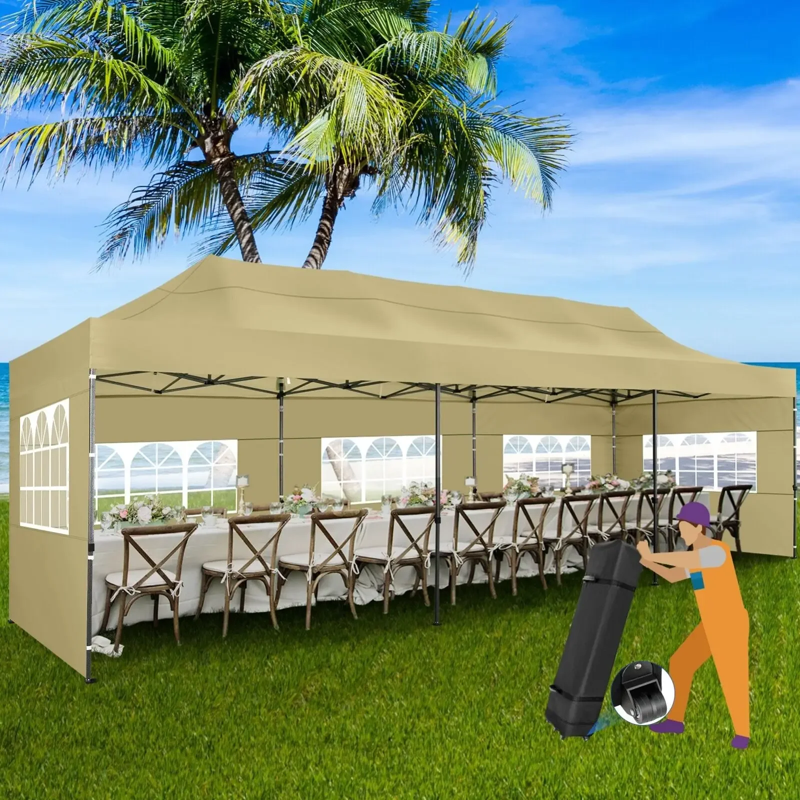 10x30' Heavy Duty EZ Pop up Commercial Party Tent Gazebo Outdoor Carport High Quality