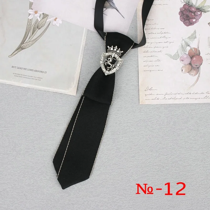 Handgemachte schwarze Band Krawatte Kristall Strass Schmuck Männer Shirts heiße neue Mädchen Jungen Kragen Krawatten Schuluniform Frauen Krawatte – Detail 13