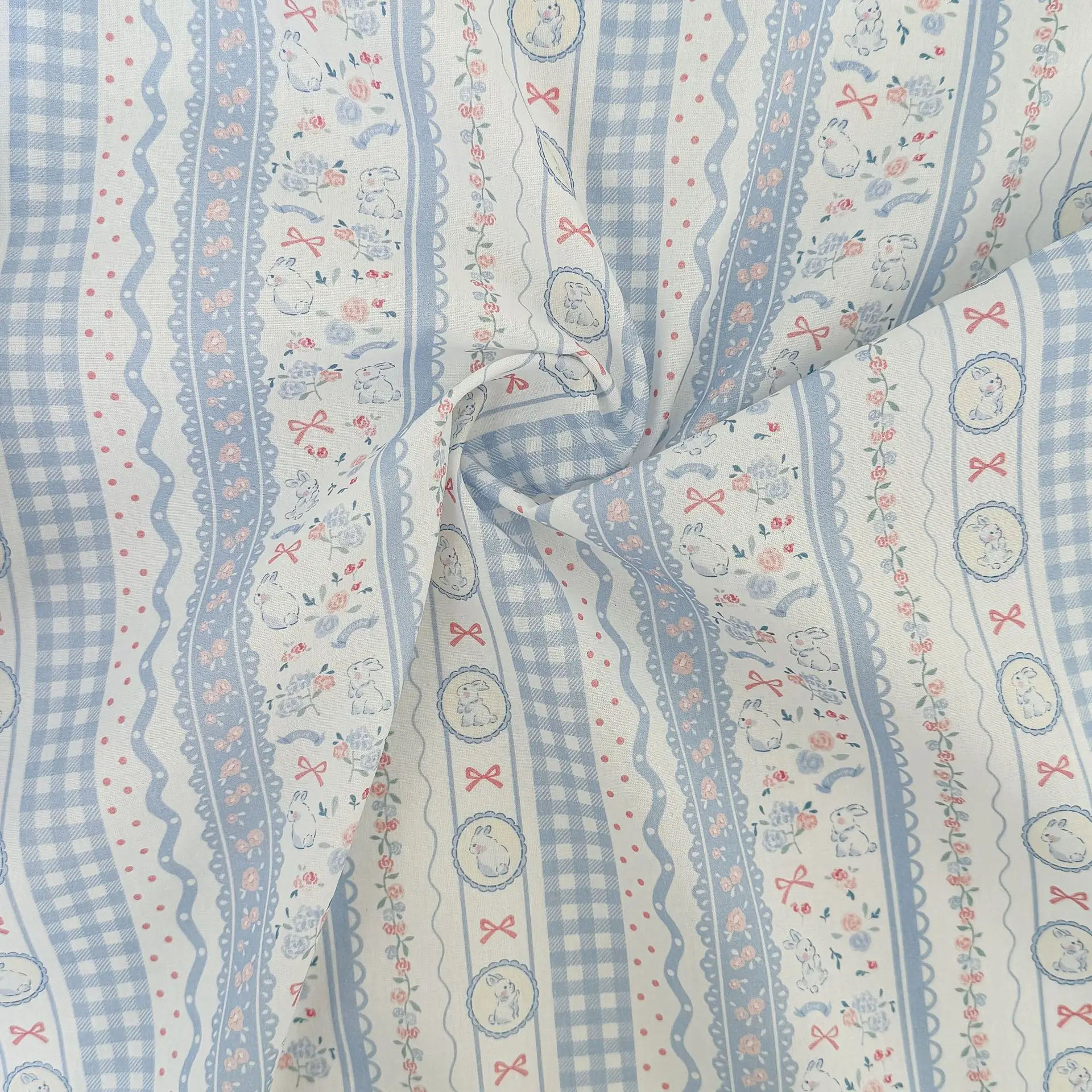 

Cute Rabbit Floral Pure Cotton Sewing Fabric DIY Children's Wear Cloth Make Baby Dress Home Decoration Fabric