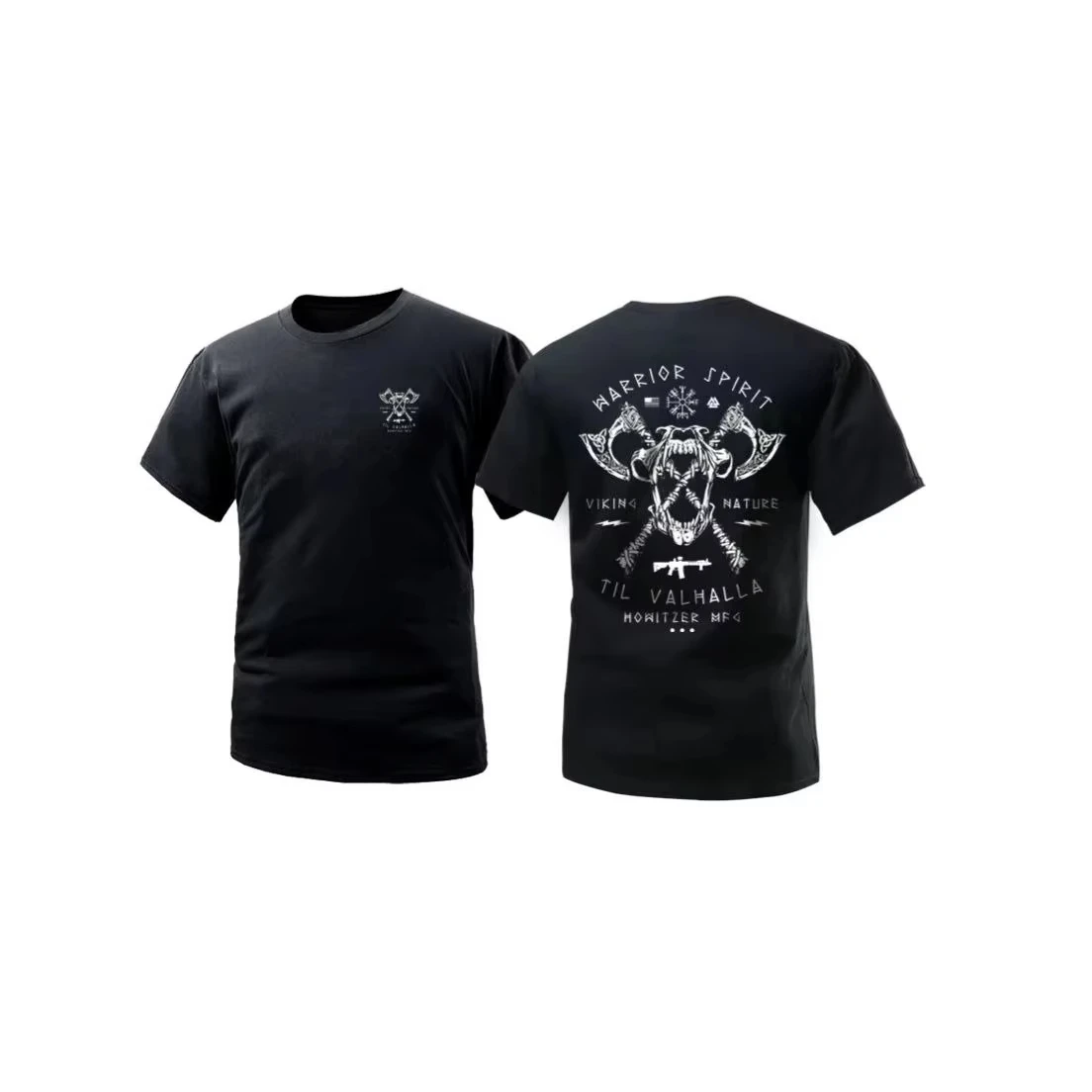 2026 New Tactical Family Matching Oversized Unisex Streetwear T Shirt Viking Beast Skull Cross Axe Print Tee Short Sleeve Tops