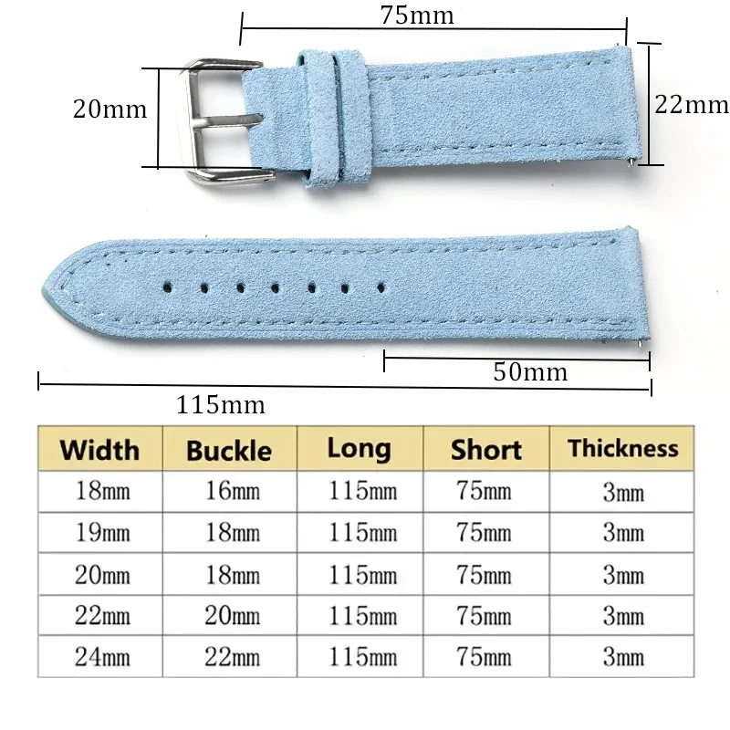 Soft Suede Leather Watch Band 18mm 20mm 22mm 24mm for Omega Bracelet Cowhide Watch Strap for Seiko Wristband Quick Release Belt