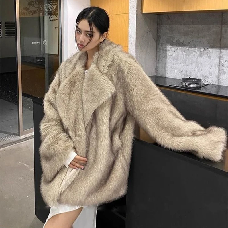 New Autumn and Winter Thickened Imitation Fuax Fur Coat Integrated Medium to Long Fur Jacket Friendly Fur Jacket for Women