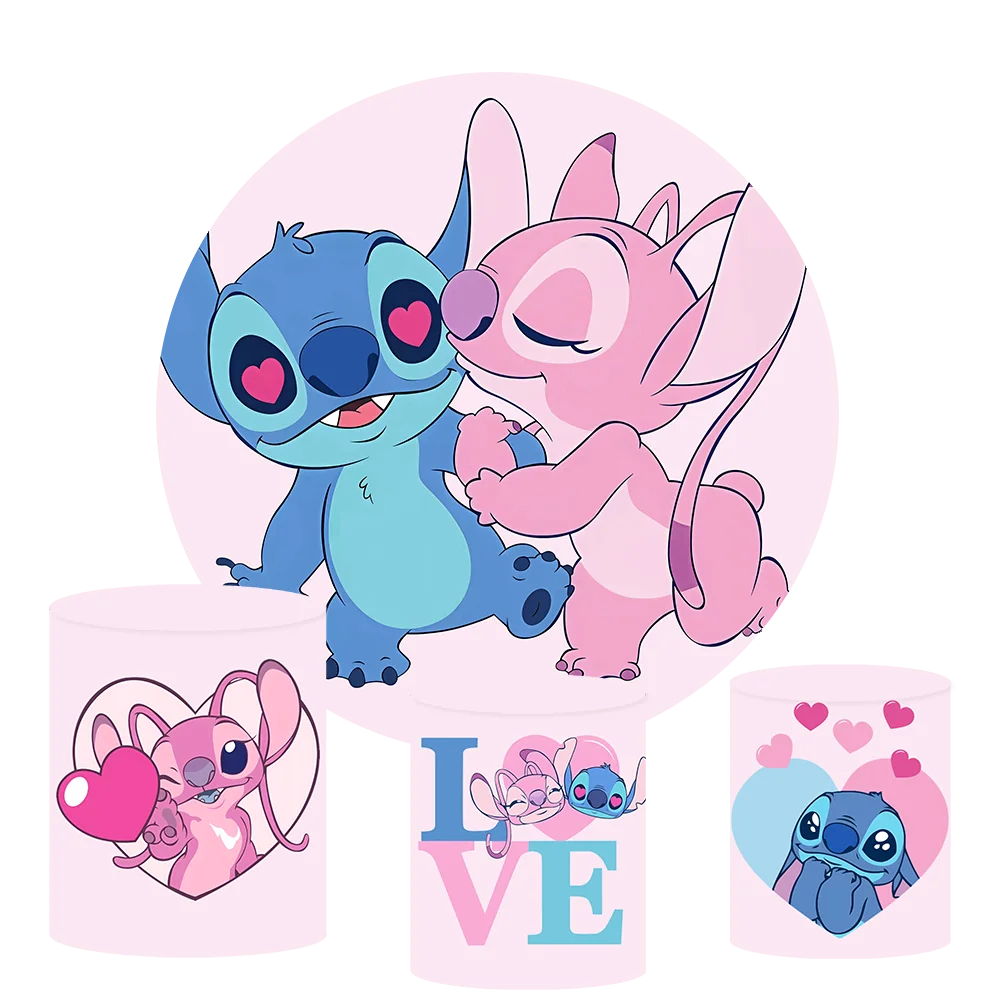 Fondos de fotografía redondos de Lilo & Stitch dibujos animados Hawaii Hula Dance niños fiesta de cumpleaños fondos zócalo cubre estudio fotográfico