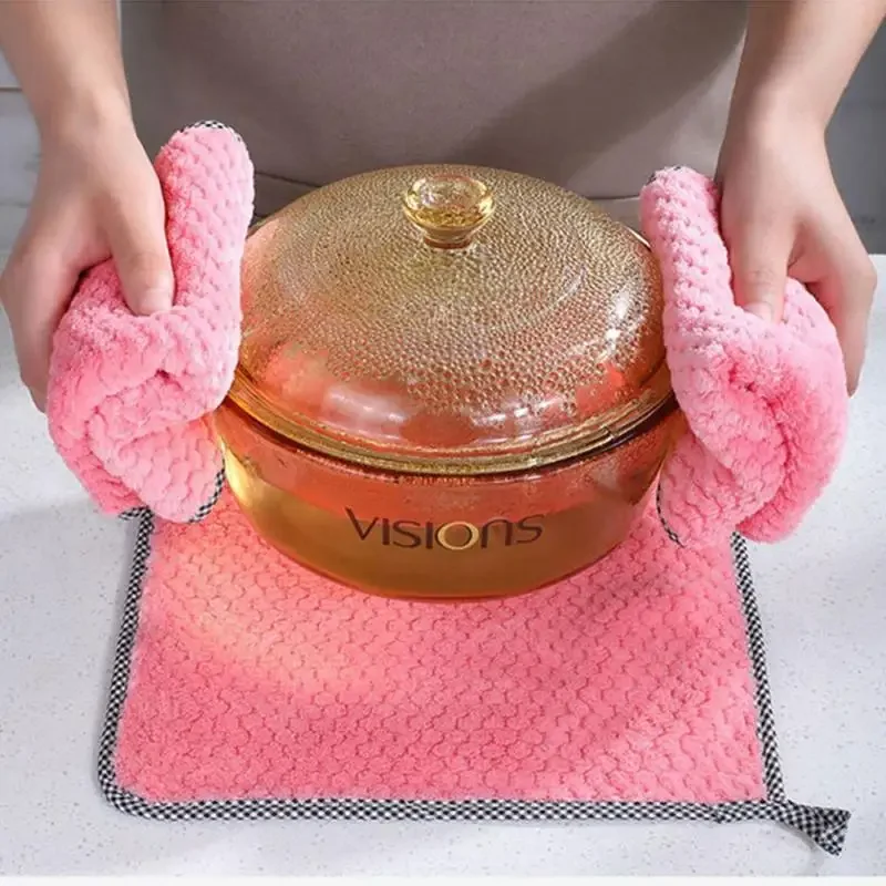 1pc Non-stick Oil Table Cleaning Cloth Absorbent Thickened Kitchen Towel Rag Scouring Pad Kitchen Rag Non-hair Removal Gadget